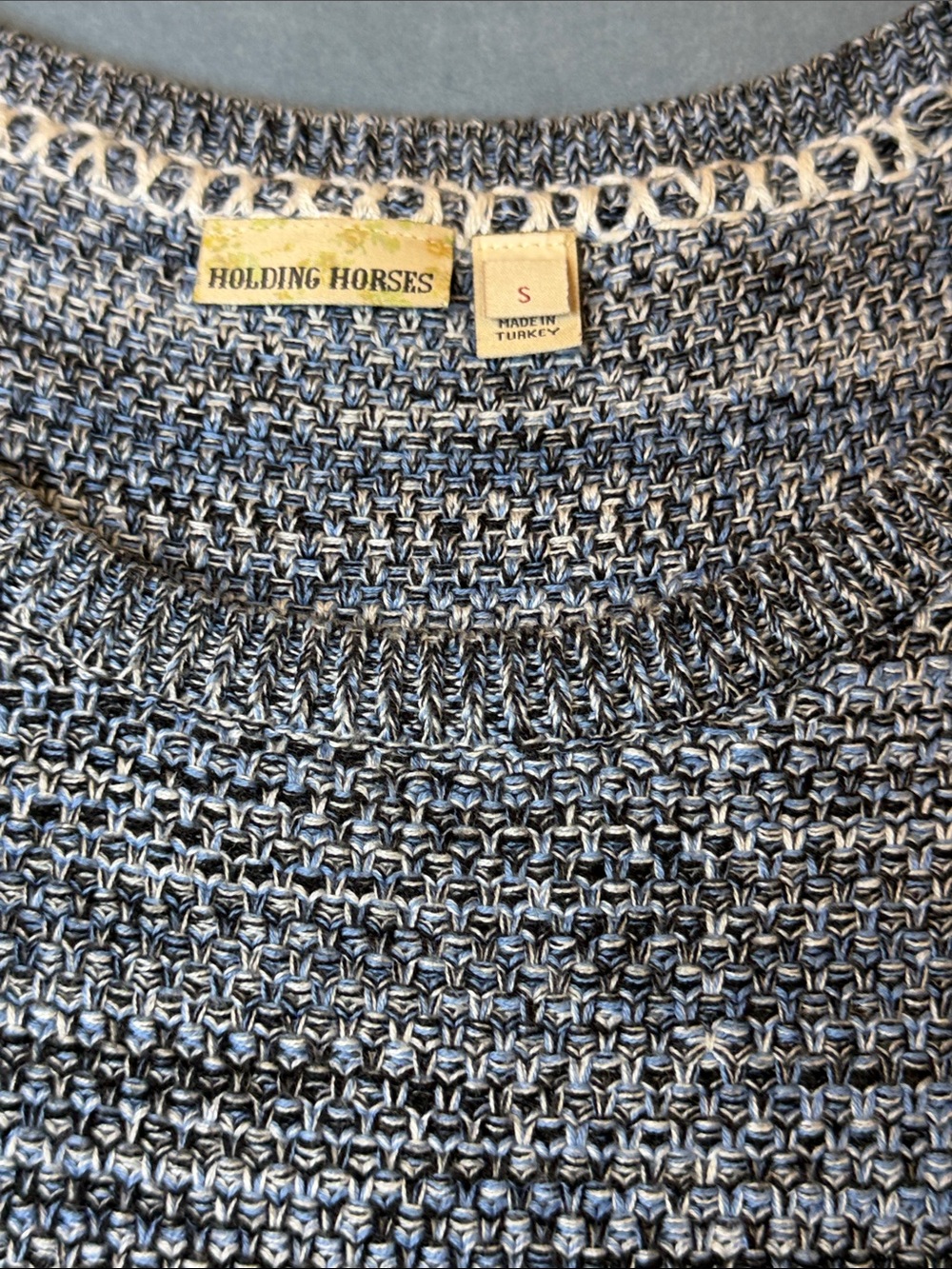 Anthropologie Fringed Knit Blue Sleeveless Skirt - Picture 2 of 4